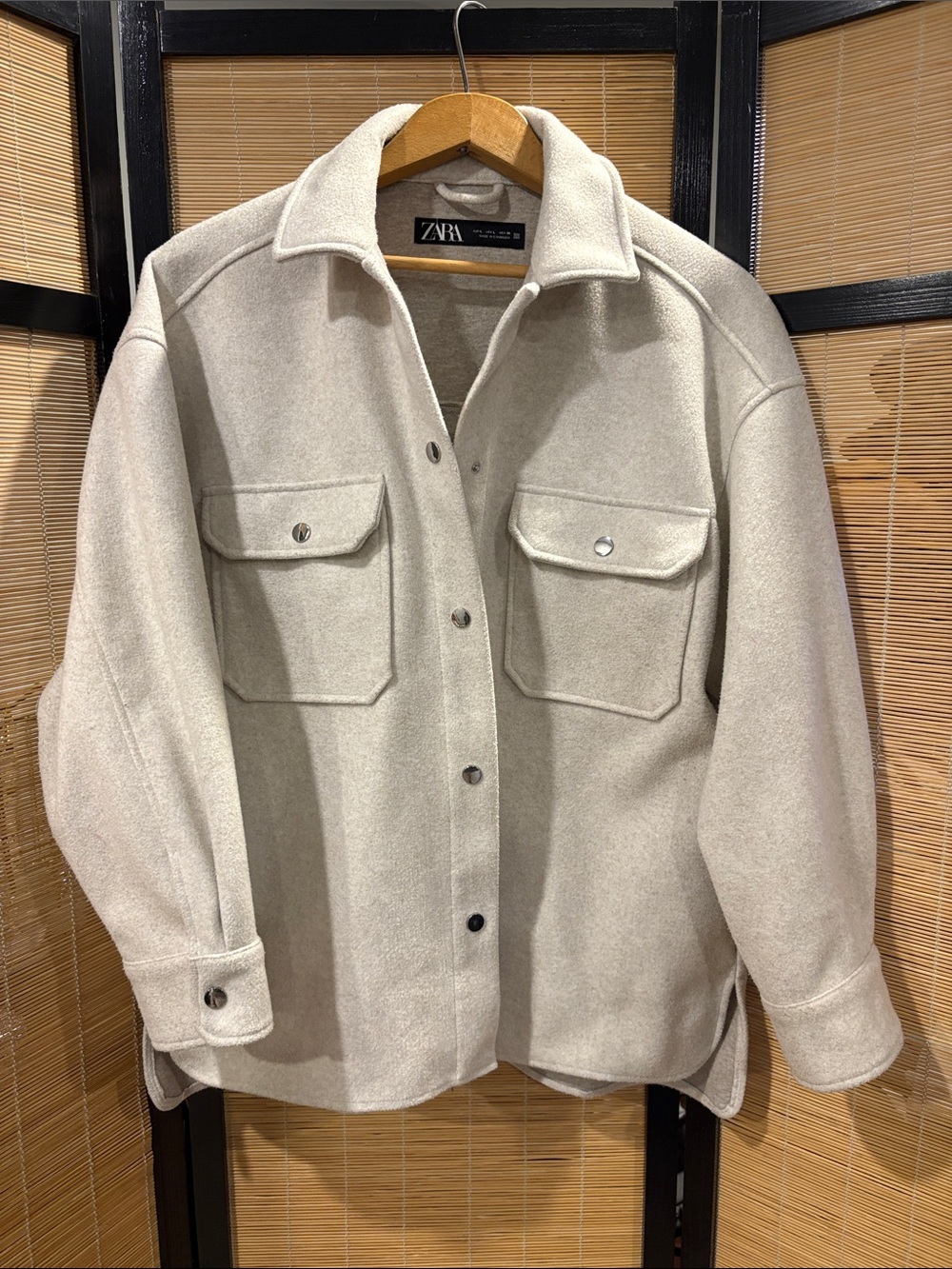 Zara Cream Wool Shacket Jacket